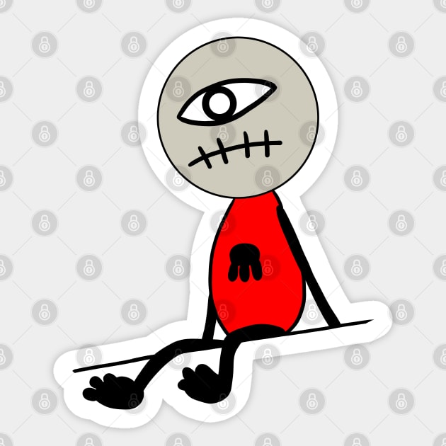 One Eye Monster Zombie Doll Sitting Meme Lolol Meiruko Sticker by XTUnknown